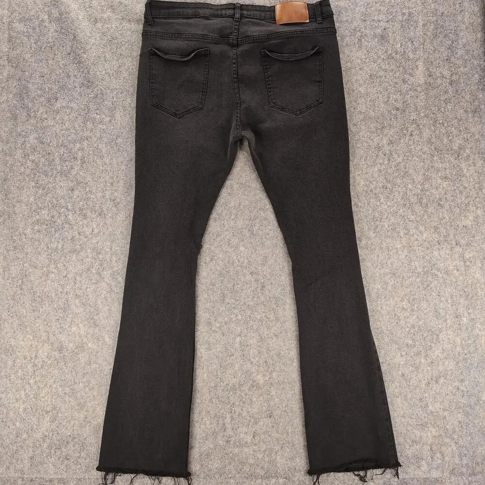 Waimea Jeans Mens 40x36 Black Stacked Fit Skinny Distressed Stretch Cotton